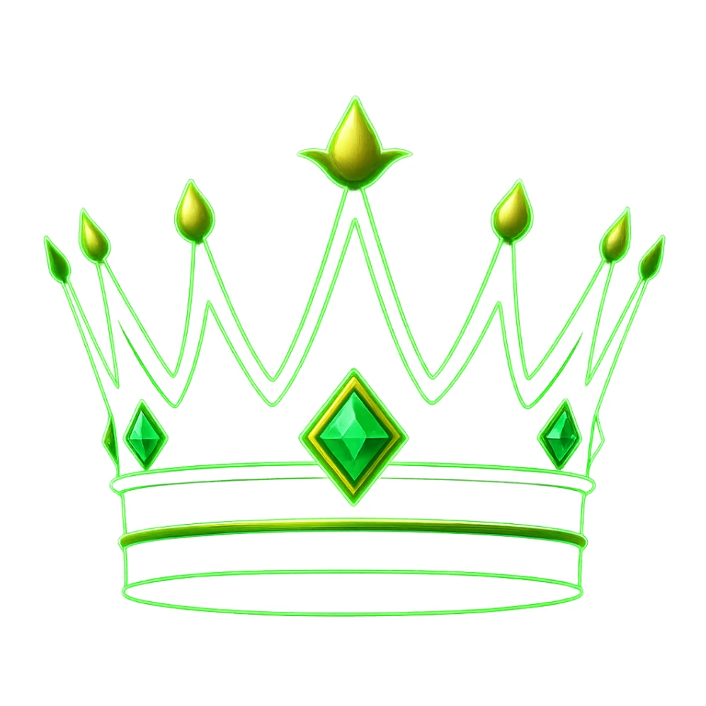 Add a glowing neon effect to the crown, keep the background transparent, in a style suitable for editing. sticker