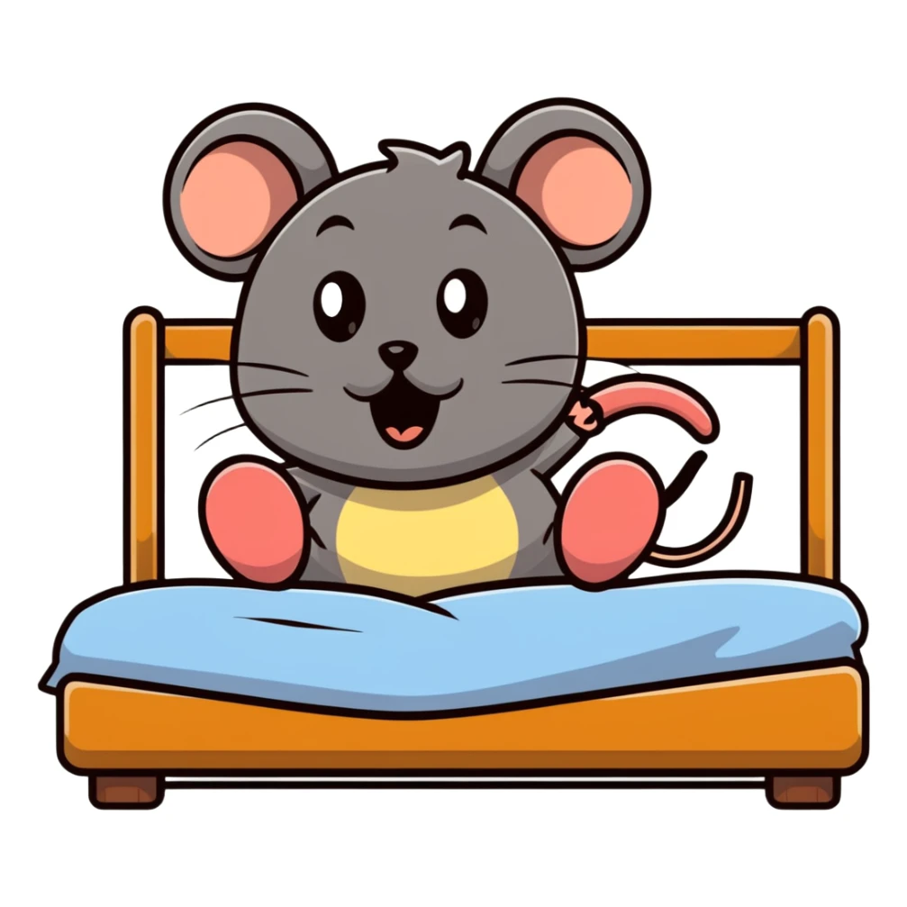 Jerry mouse jumping out of bed with a shocked face sticker