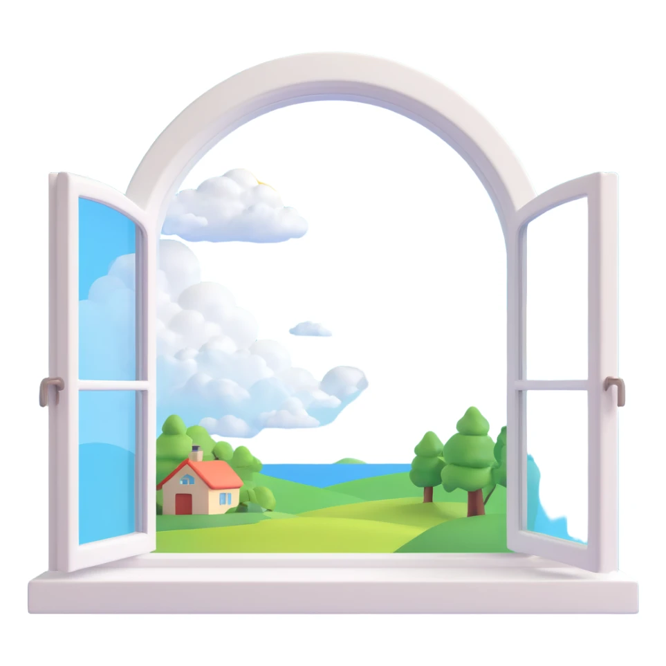 a big full width/height window with a idyllic scenery skylight and clouds visible sticker