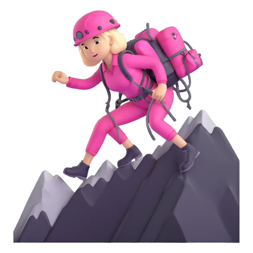 woman in pink clothes mountain climbing sticker