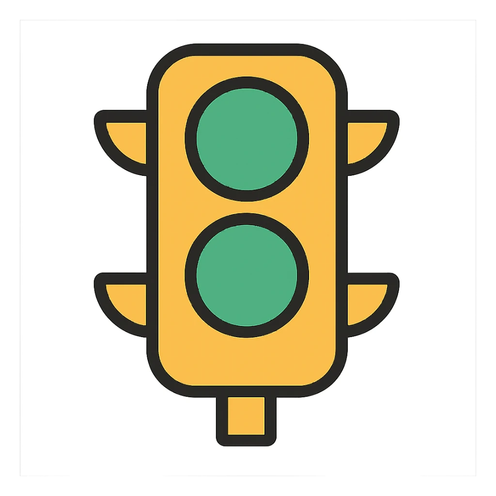 Change all the lights to green, keep the color outline icon style, with no background. sticker