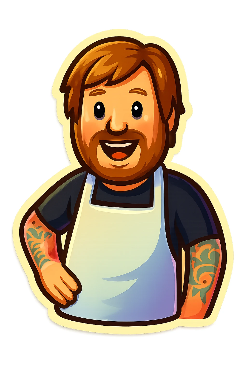 Create an emoji based on this person's appearance. Use a fun, expressive style suitable for emoji, in a retro stickers style. sticker