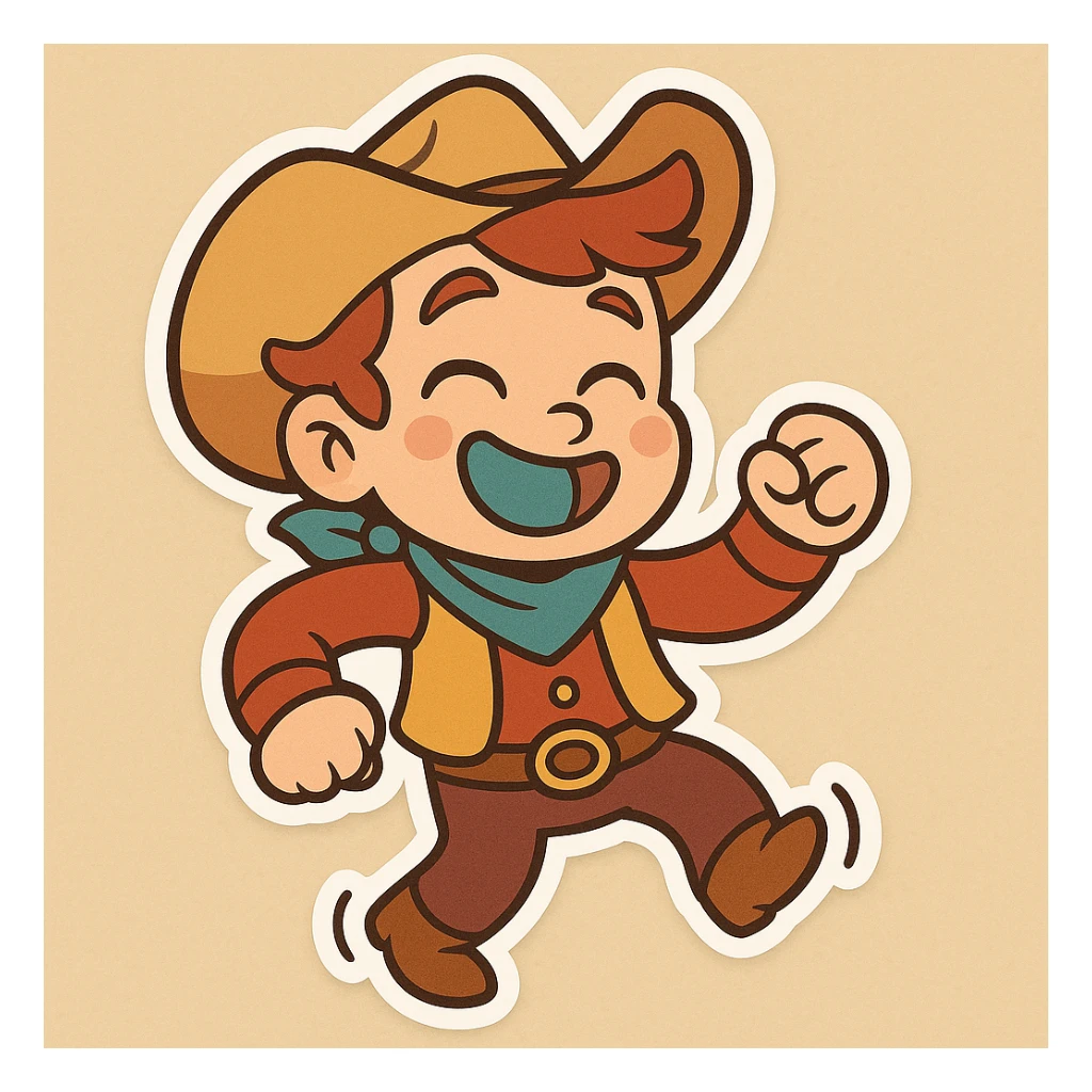 Make Shimmy Jimmy jiggle side to side, as if dancing, keep cartoon style and energetic expression, lively movement emphasized in chibi stickers style. sticker