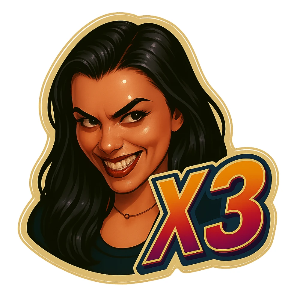 grin EVIL LOOk , Make it say "X3"" sticker