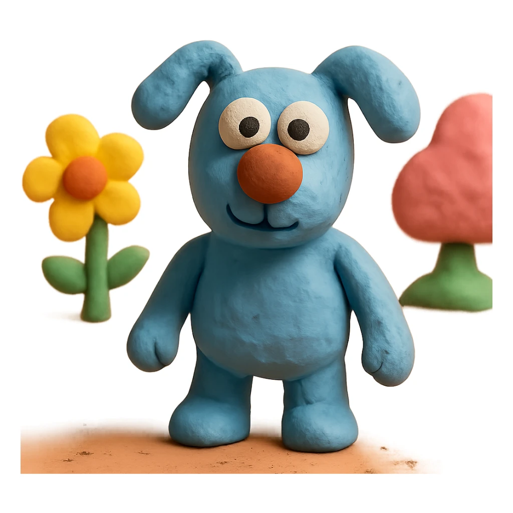 fluffy, visible fingerprints, pastel colors, claymation style sticker