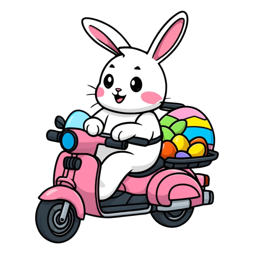 Easter bunny riding a BMW boxer motorcycle sticker