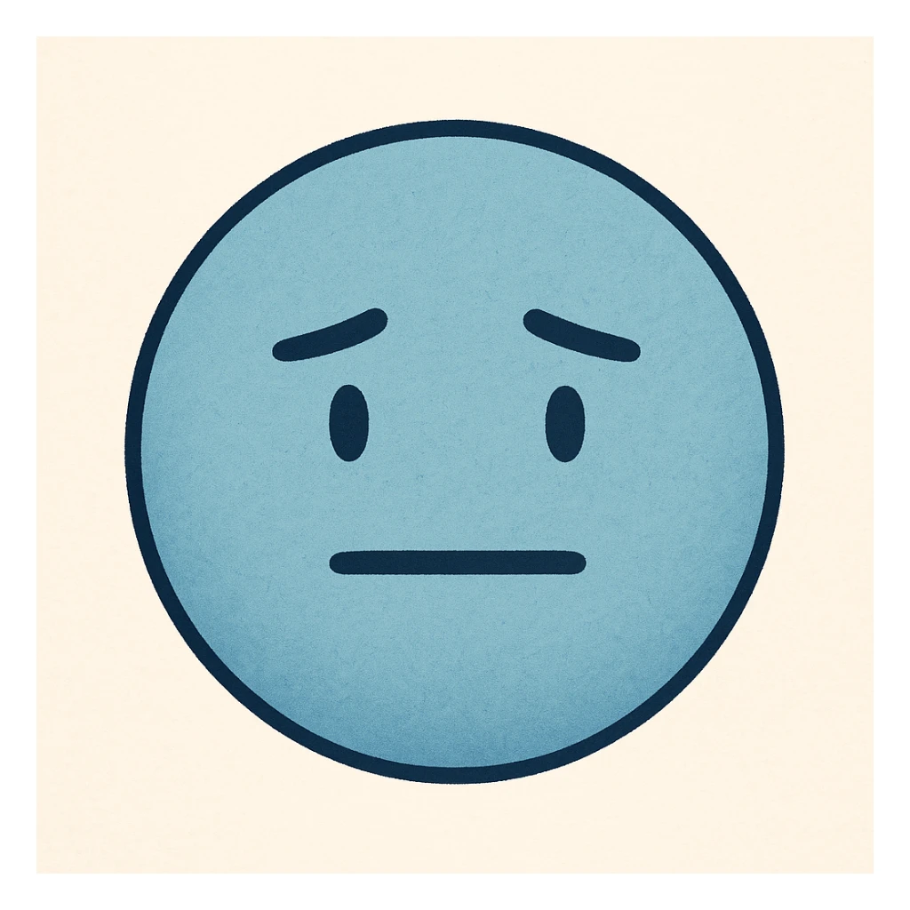 Create an emoji for 'Okay' in a flat, colorful, minimal style with a neutral face and blue color, matching the style of the reference image. sticker