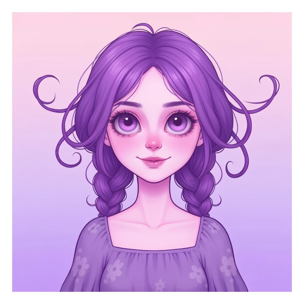 pastel horror profile picture, cute, expressive, minimal, purple color palette, variation 2 sticker
