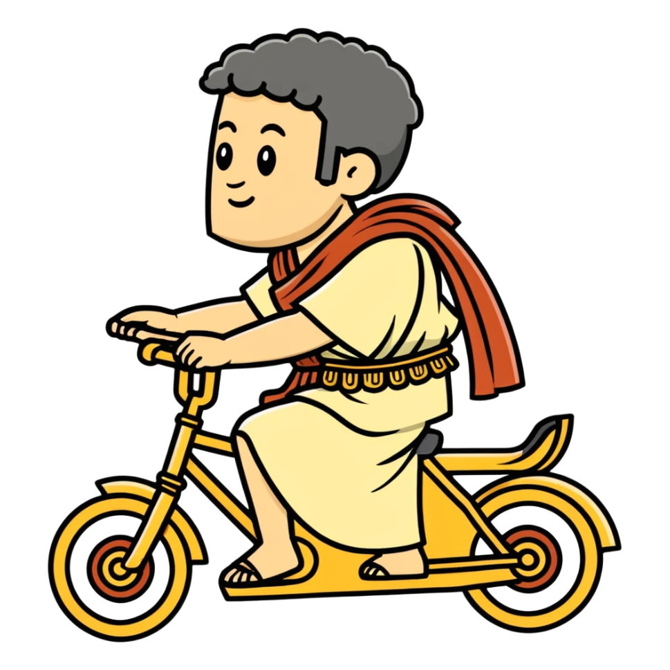 Ancient Roman wearing toga riding bike sticker