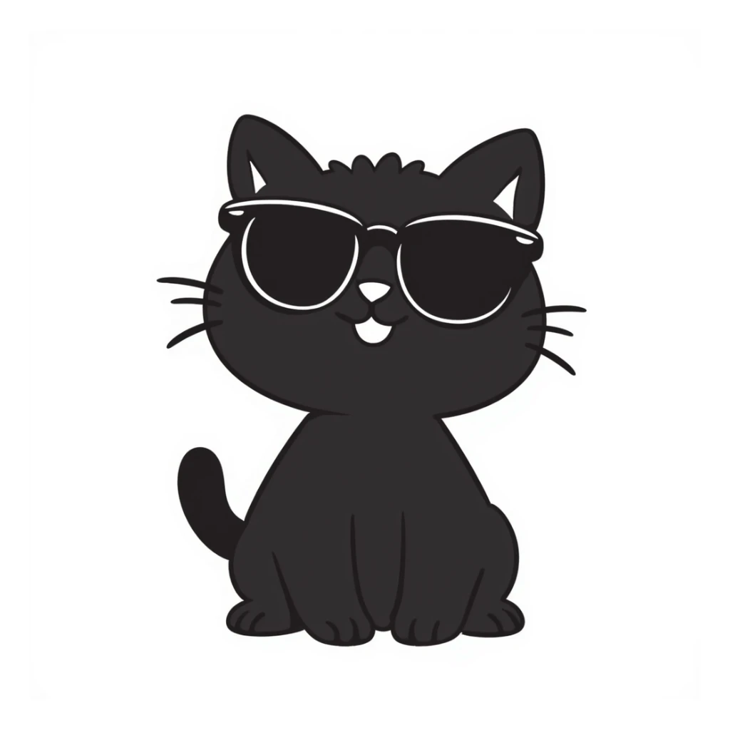 cat wearing sunglasses wearing sunglasses, hand drawn doodle style sticker