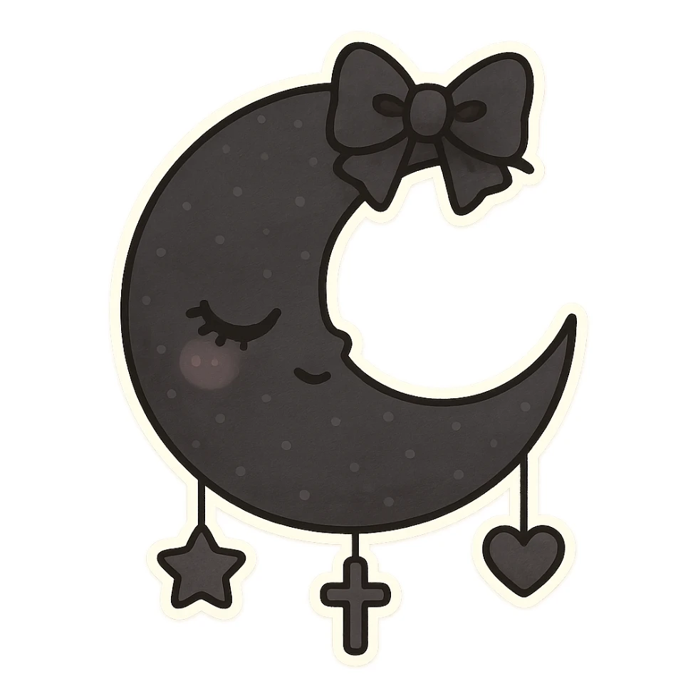 pastel goth black object sticker