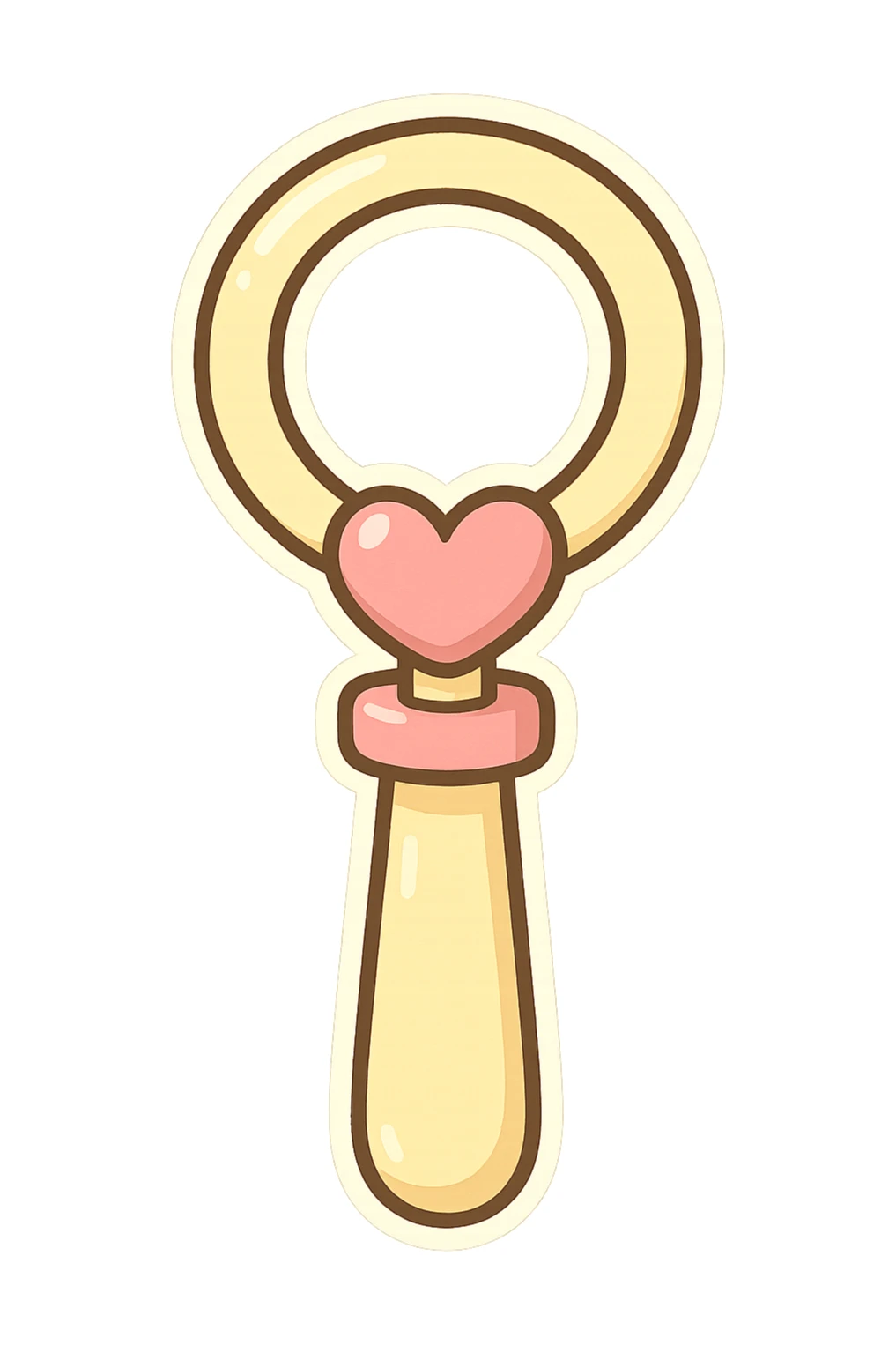chibi sticker-style bubble wand with a heart accent, cute and exaggerated sticker
