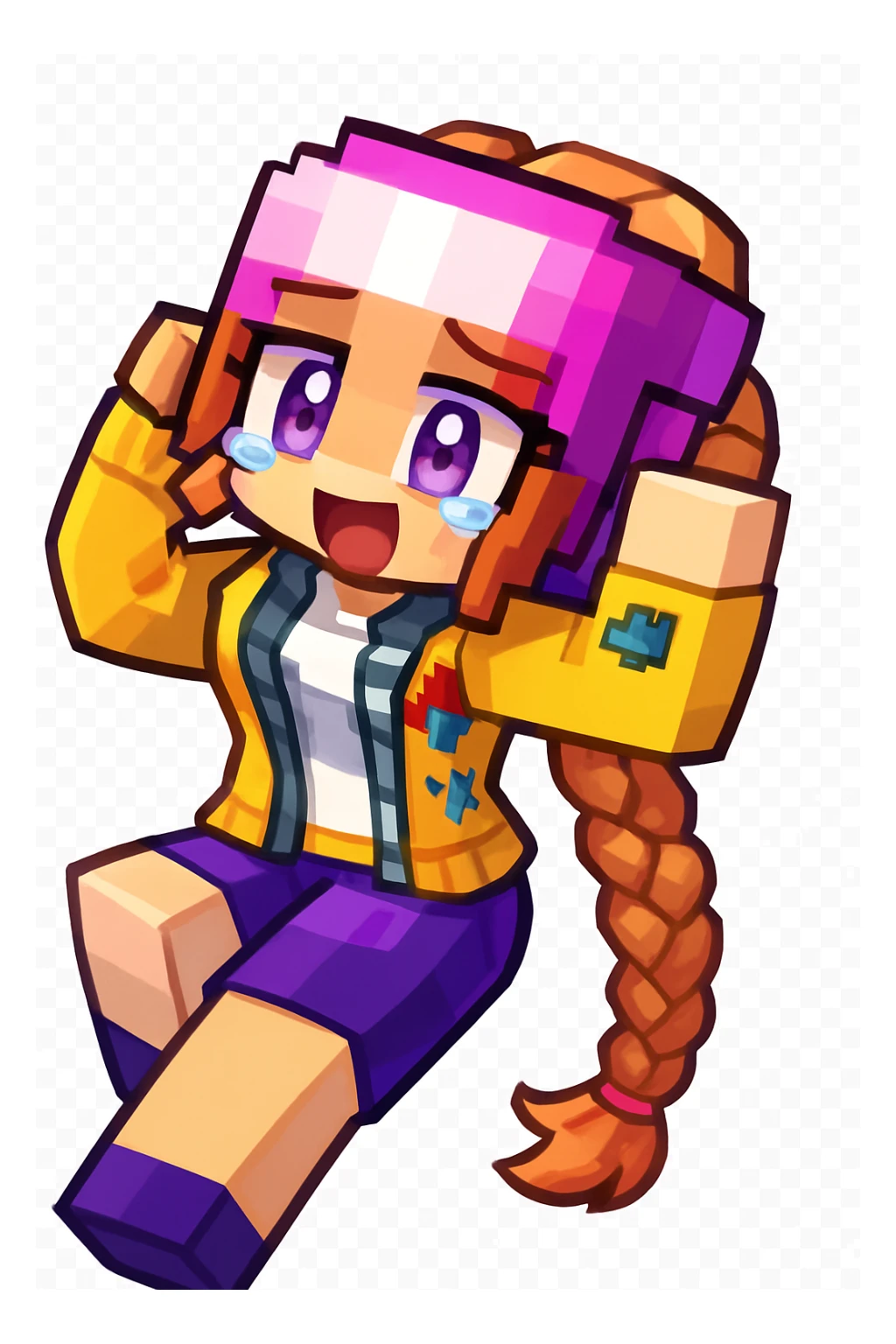 Extract every character from the picture. character including the clothes and accessories they are wearing, and place on a transparent background. Keep the original style and appearance exactly the same. and separately give me the each character picture. There is 3 character in this image. so you have to create 3 imaehgs

 sticker