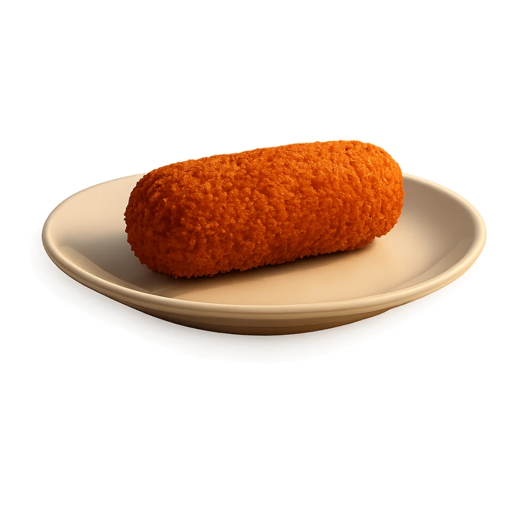 realistic Dutch kroket on a plate, side view, warm lighting sticker