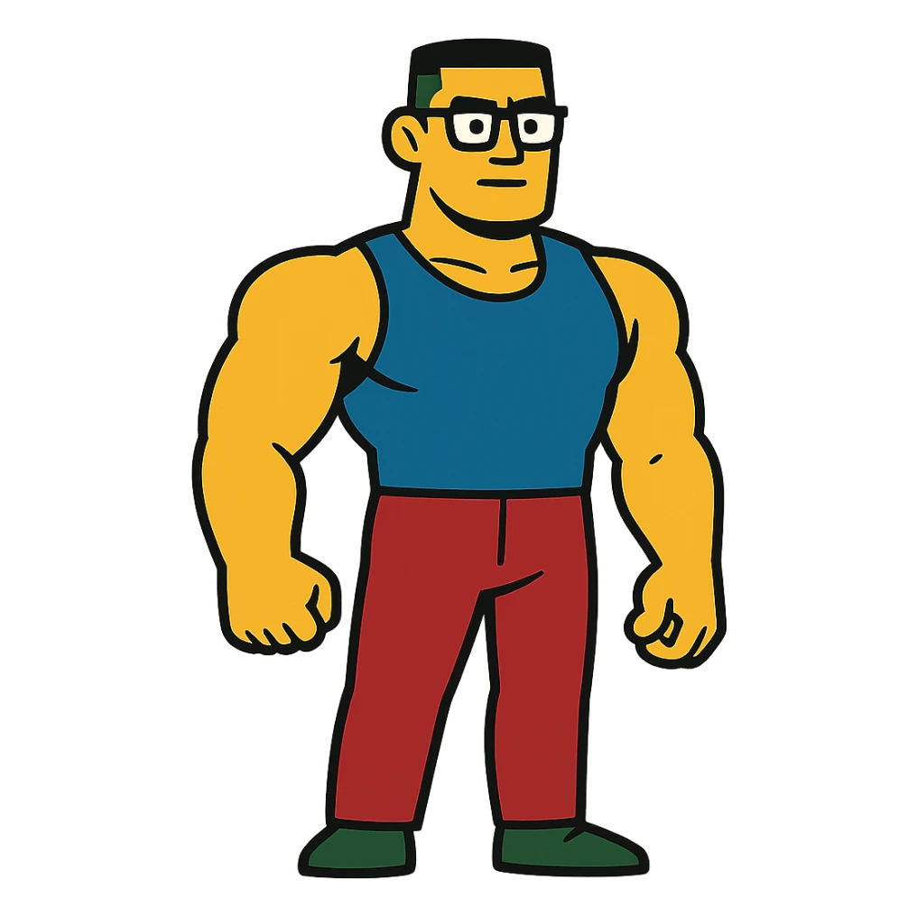 muscular tall Korean man with glasses and short hair sticker