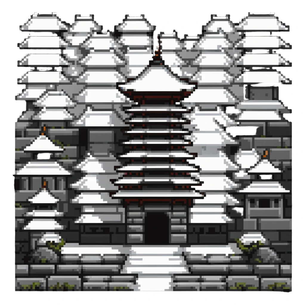 japanese pagoda building tile for ninja game sticker