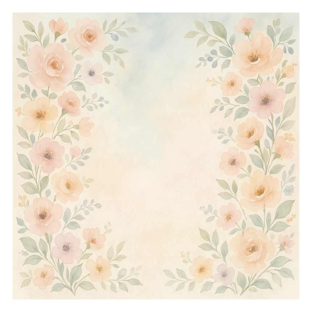 elegant floral backdrop decoration, pastel colors, watercolor style sticker