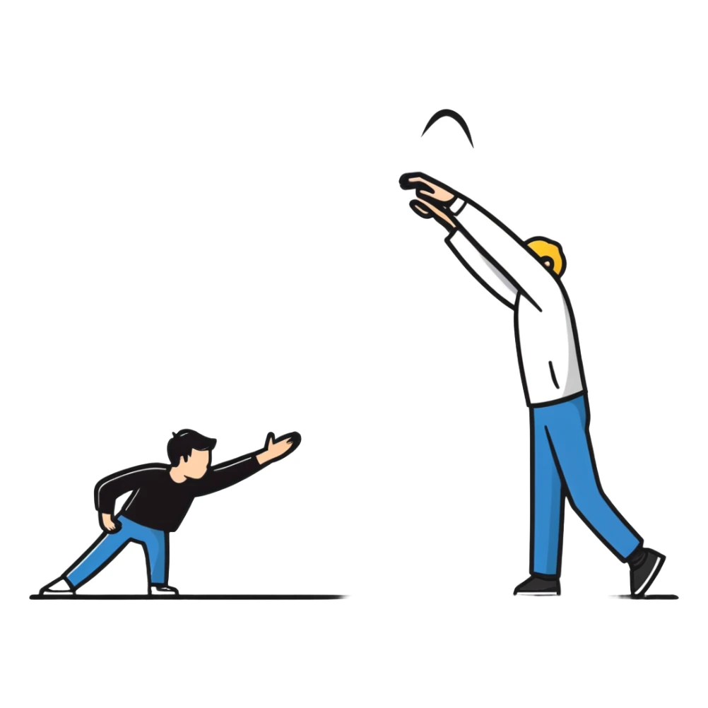 couple with contrasting attachment styles, one person leaning away (avoidant) and one person reaching toward them (approachable) sticker