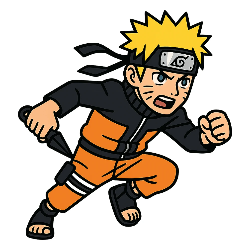 Naruto in action pose with bold outlines sticker