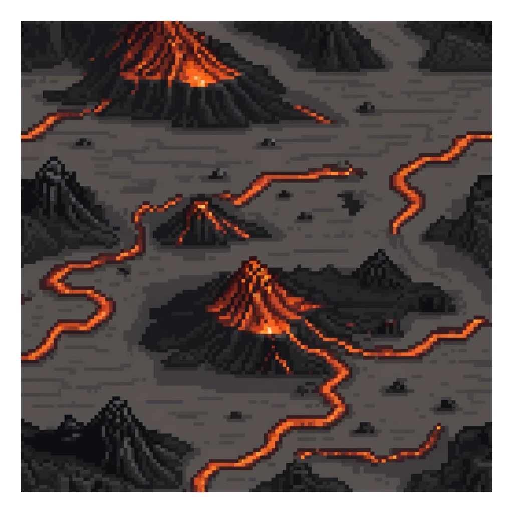Volcanic wasteland with lava rivers and obsidian formations sticker
