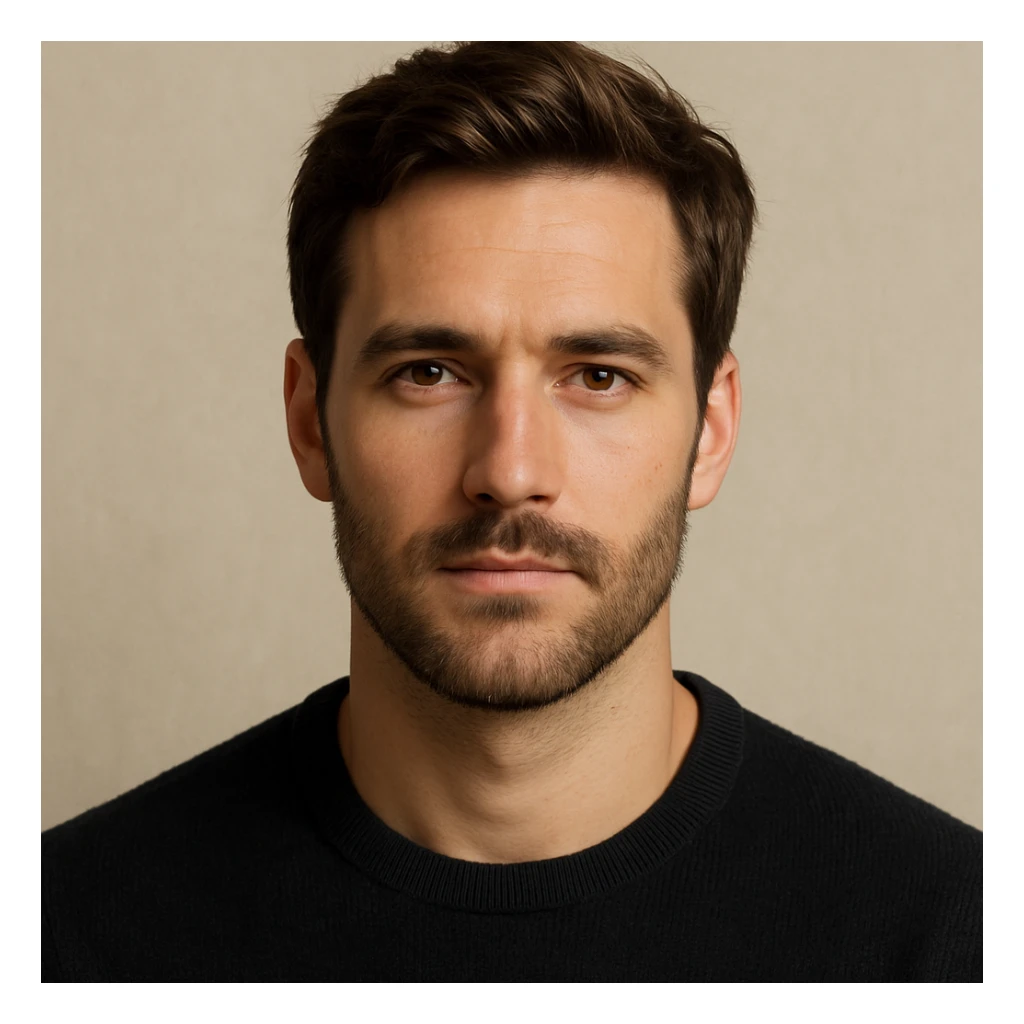 face of a handsome white man, brown hair, stubble, simple background sticker