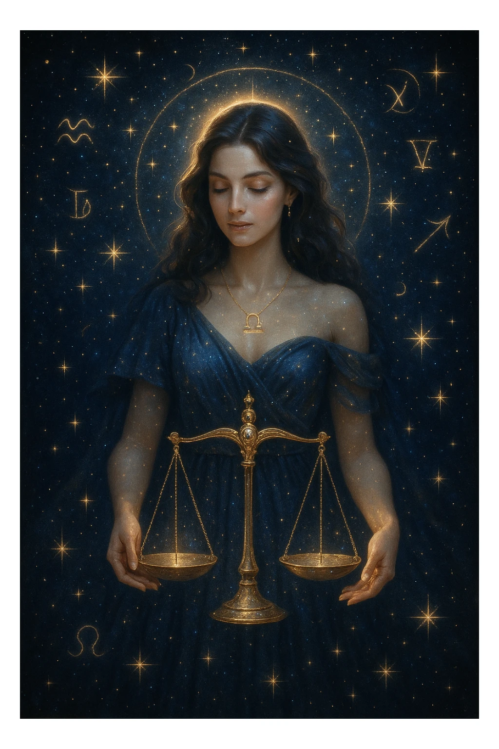 Libra woman, celestial, surrounded by stars, zodiac, no text sticker