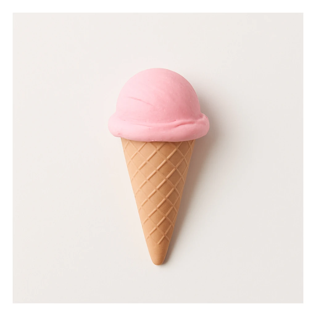 minimal pink ice cream cone on white background, no text sticker