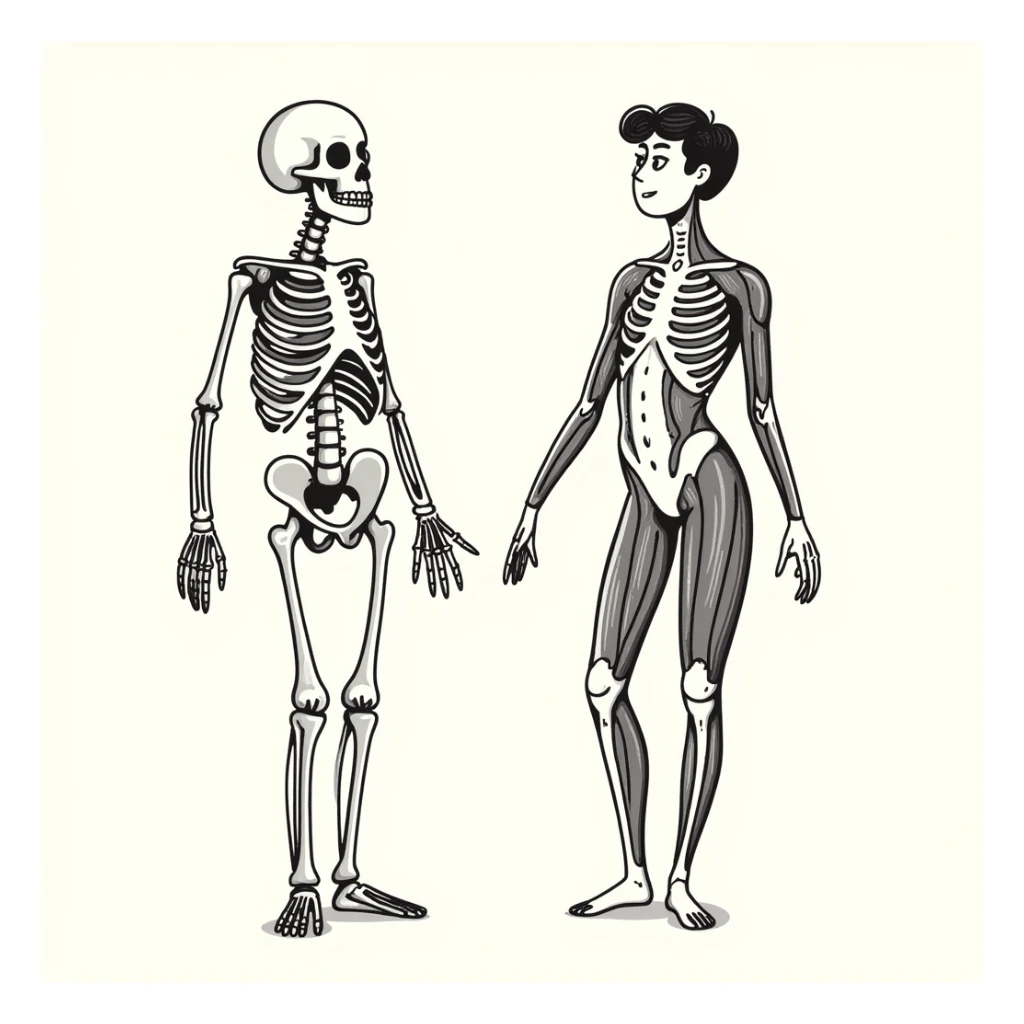 hand-drawn human body diagram with labeled parts sticker