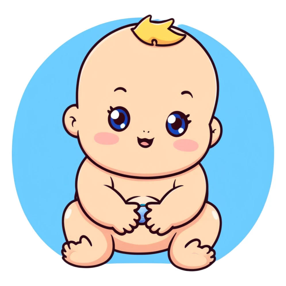 cute chubby-cheeked baby with sparkling blue eyes sticker