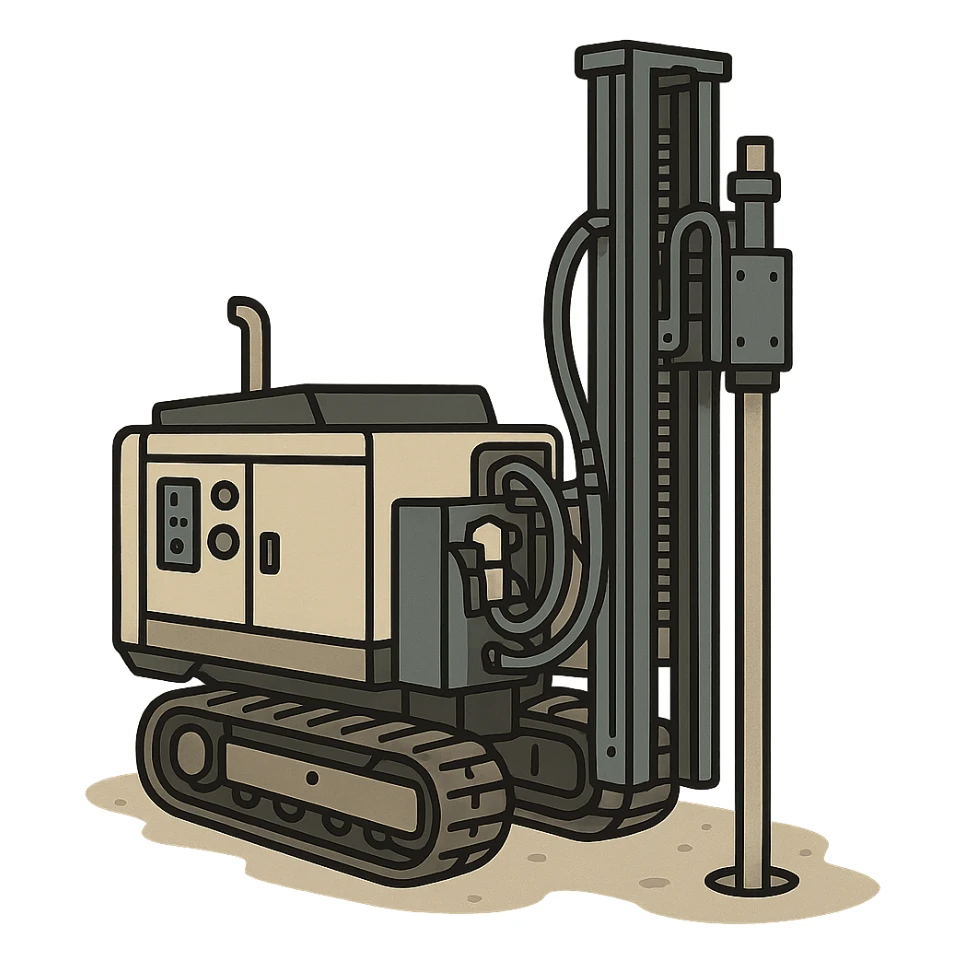 rack-mounted geotechnical drilling rig (Geoprobe-style soil sampling machine), no people just the machine, transparent background sticker