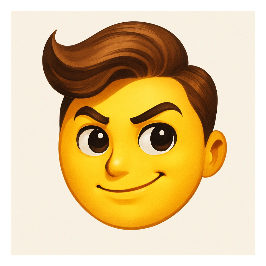 yellow face emoji with dramatic hair swoop sticker