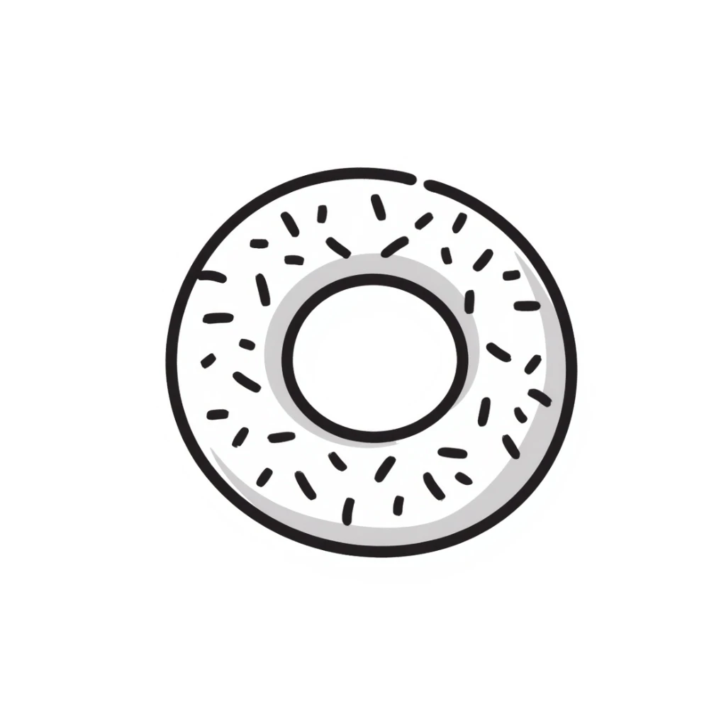 a simit, Turkish sesame bagel, hand-drawn doodle style, black ink lines sticker