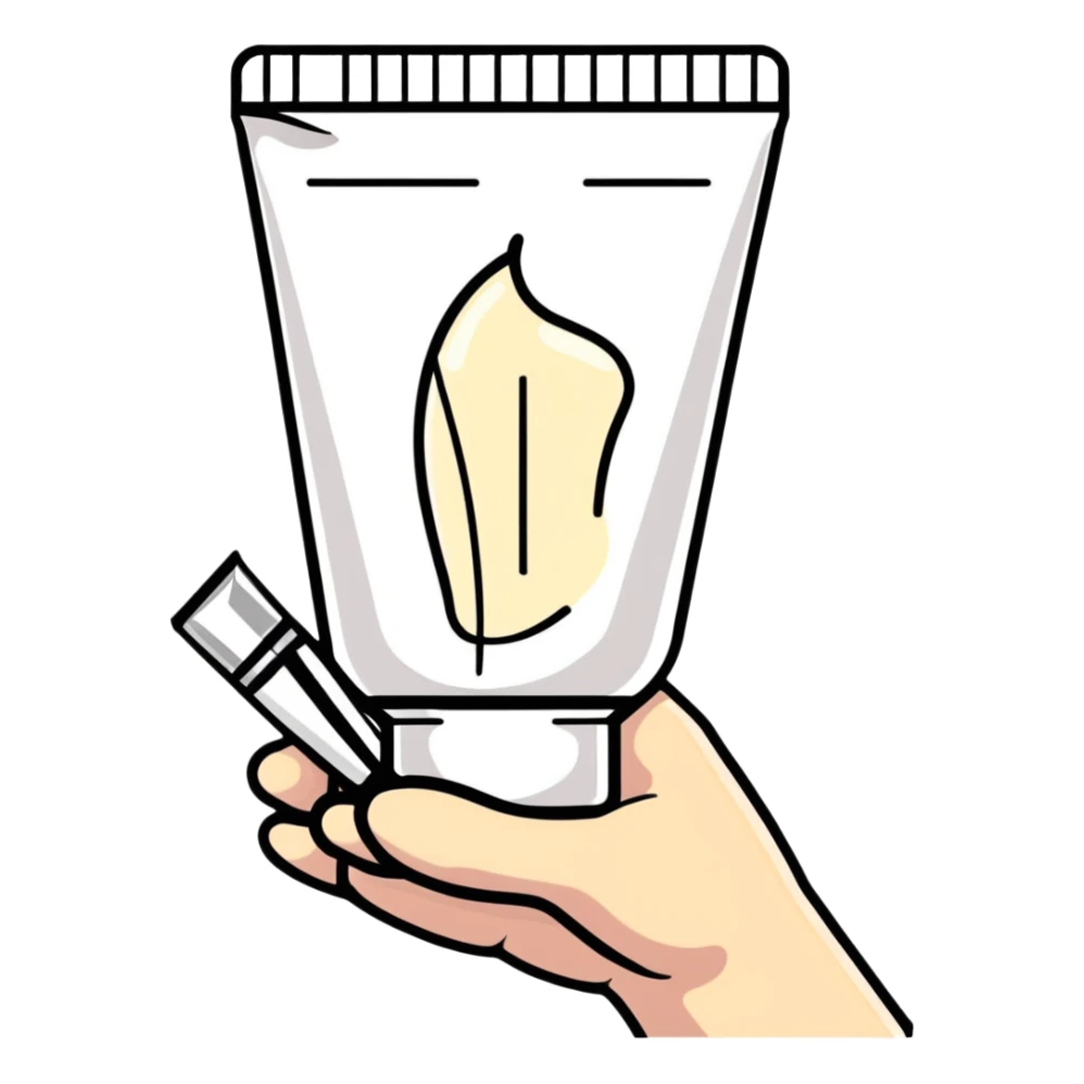 hand holding a beauty cream tube with a measurement mark sticker