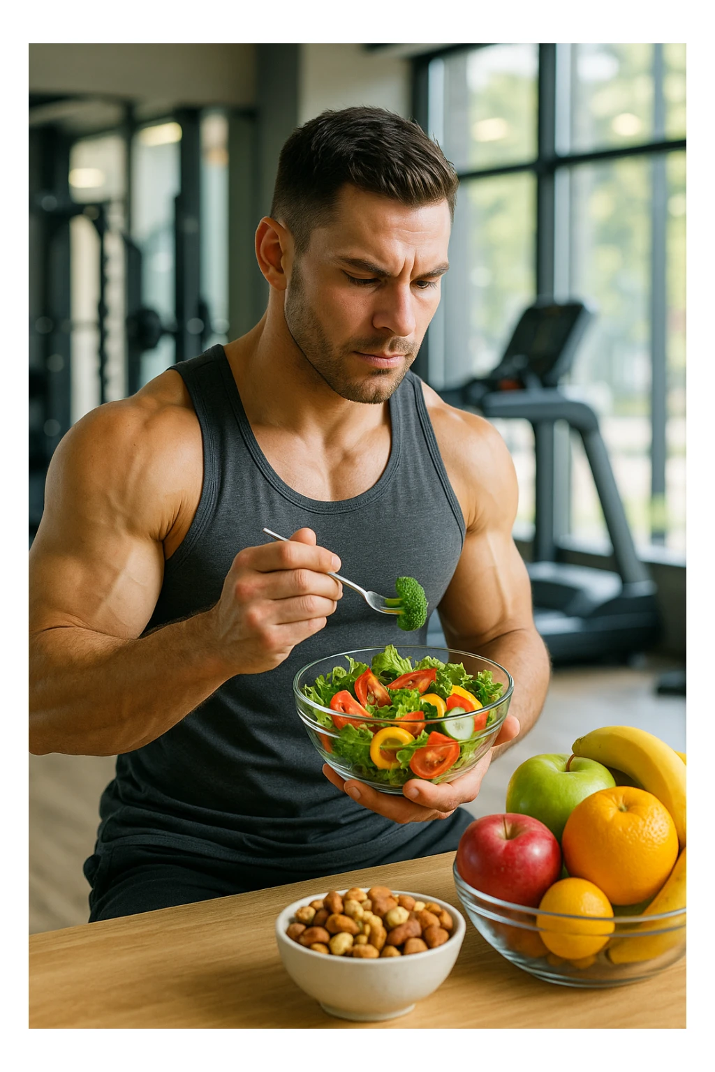 "Un uomo bodybuilder (30-35 anni) che migliora la sua composizione corporea e mangia sano sticker