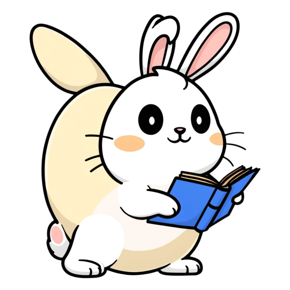 cream bunny writing in planner, standing sticker