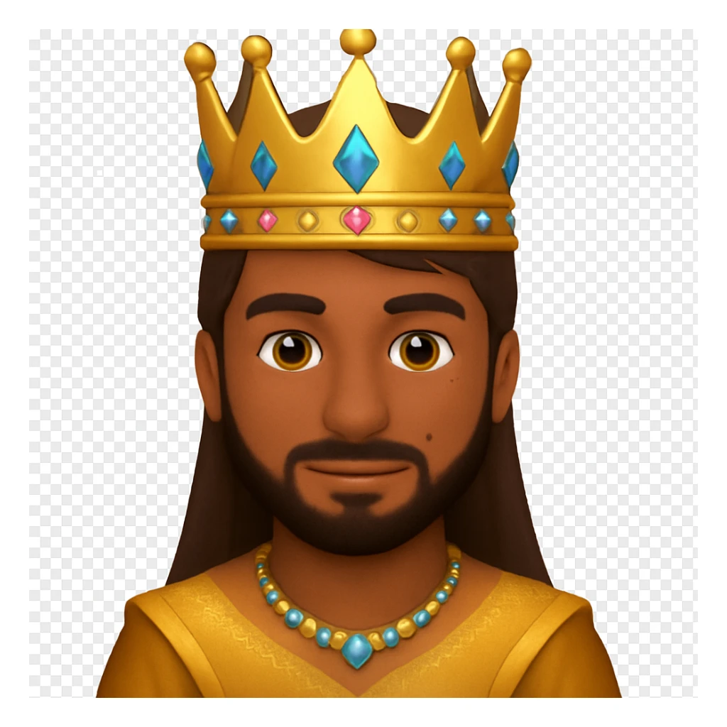 Make the man tanned, add a slight dark beard, and a mole on the left side of his face, with no background. Maintain the original style and details of the image. sticker