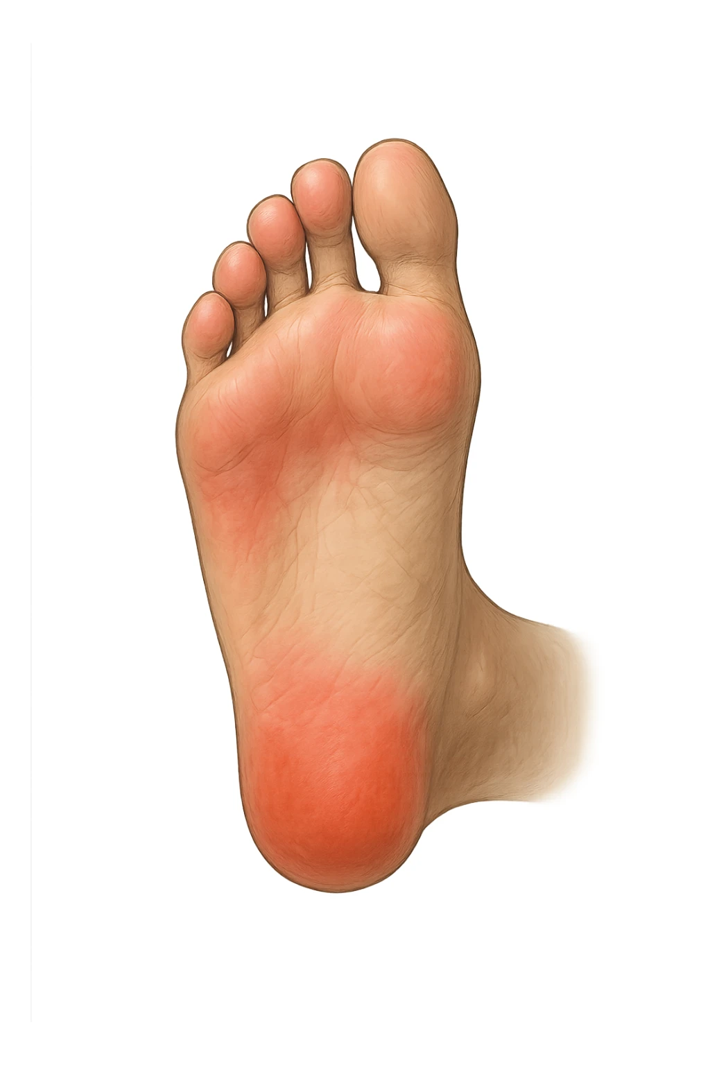 Piede con rossore sotto la pianta sulle punte dei piedi sticker