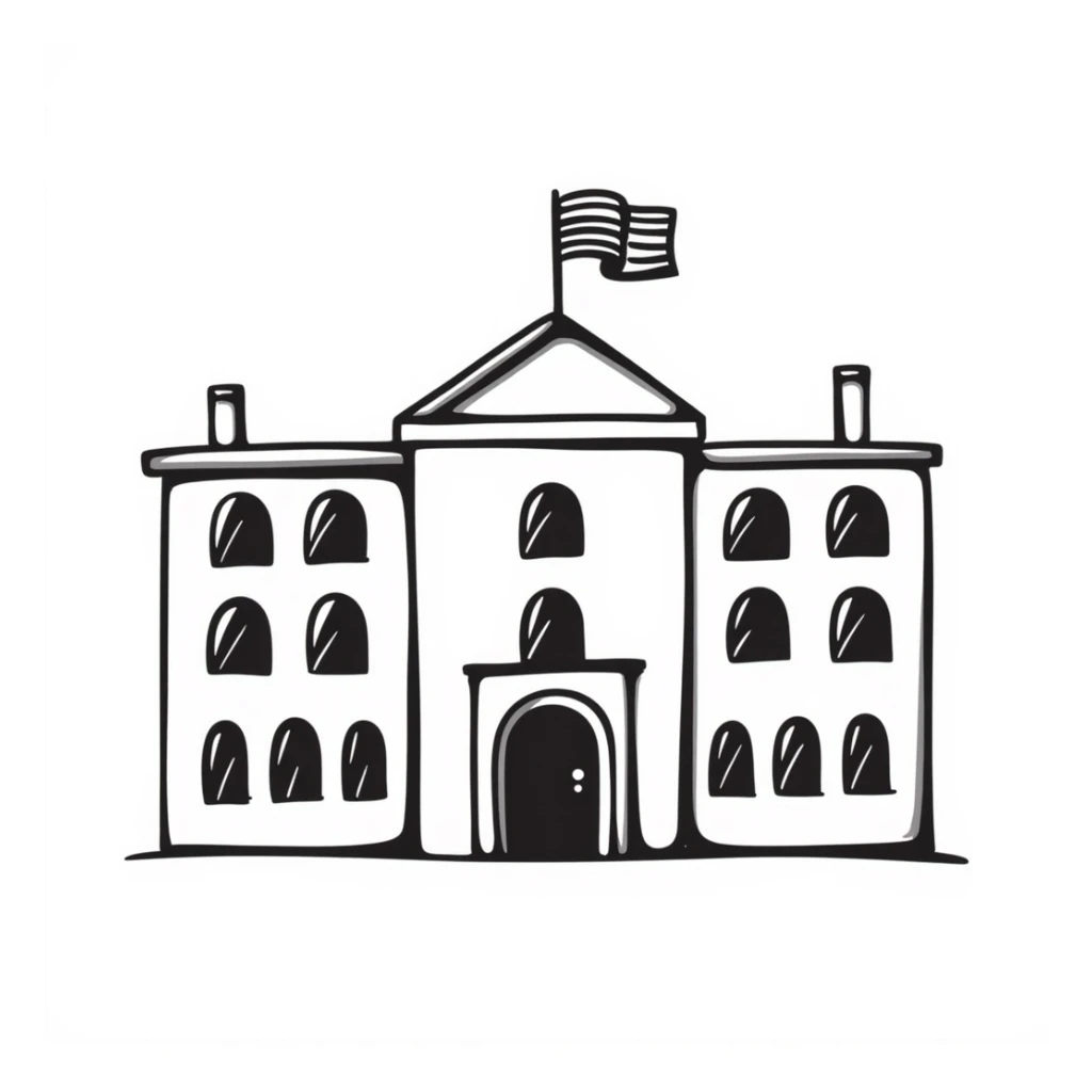 hand-drawn doodle of the White House sticker
