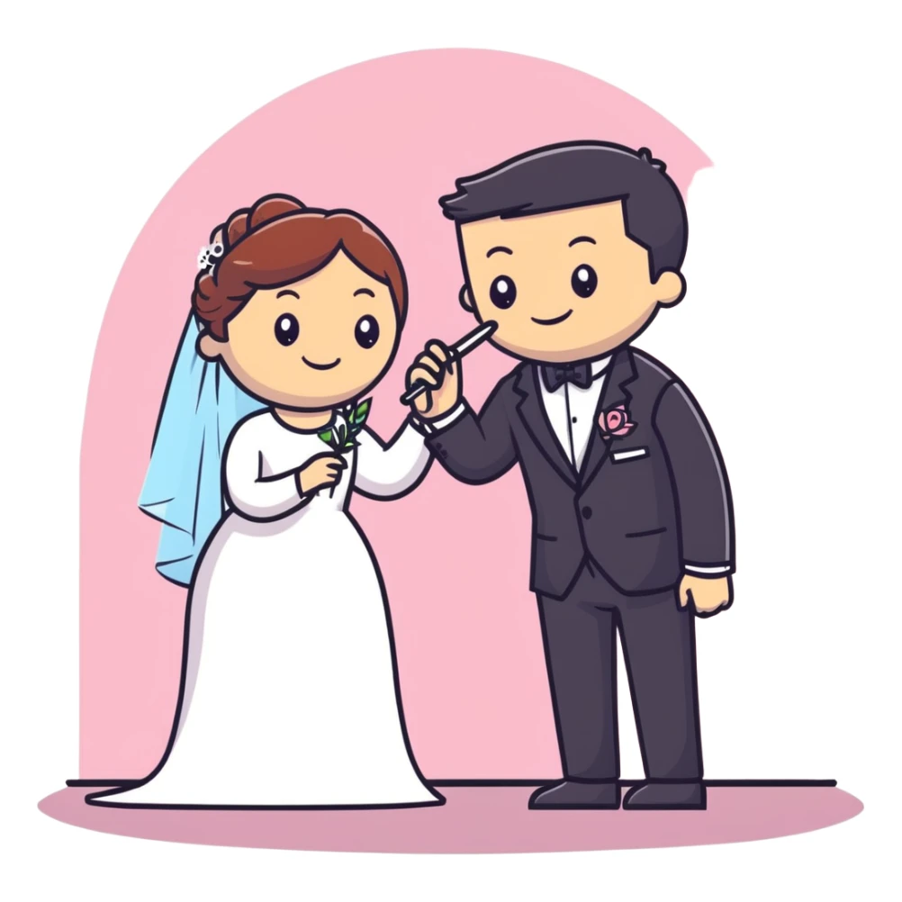 Person in fancy suit sneaking into wedding ceremony with mischievous smile, uninvited guest, smoking joint sticker