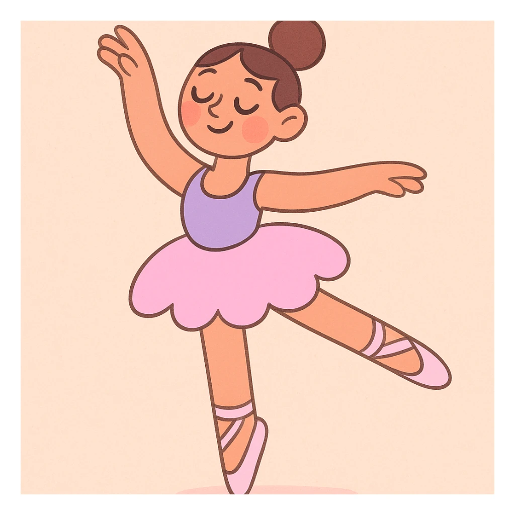 ballerina, 2D cartoon style, pastel toon sticker