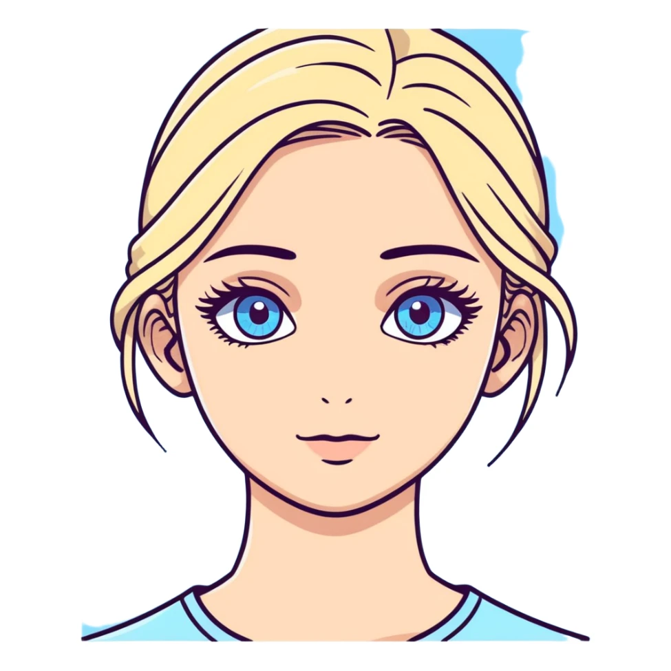 Pretty girl with sky blue eyes and long eyelashes sticker