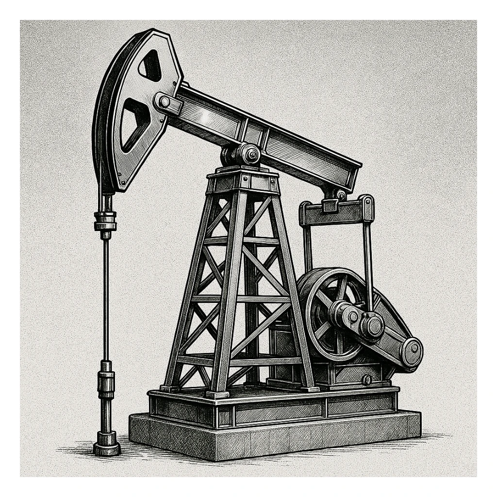 Сгенерируй мне нефтекачалку на однородном фоне, , в стиле японского комикса. Металическую красивую sticker