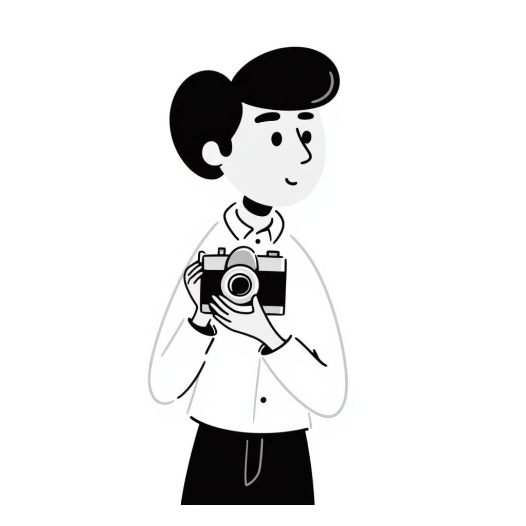 Photographer with vintage Kodak camera sticker