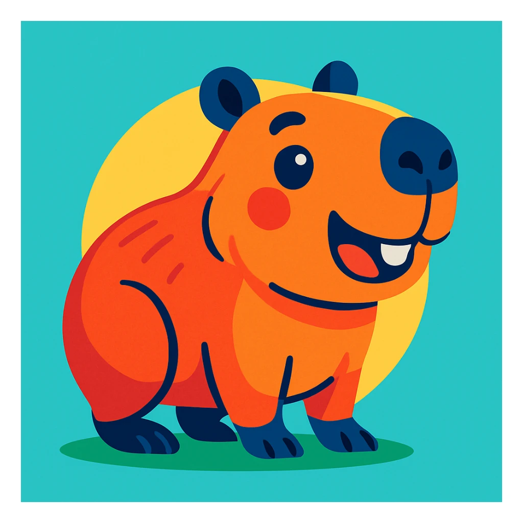 vibrant colorful modern cartoon style capybara sticker