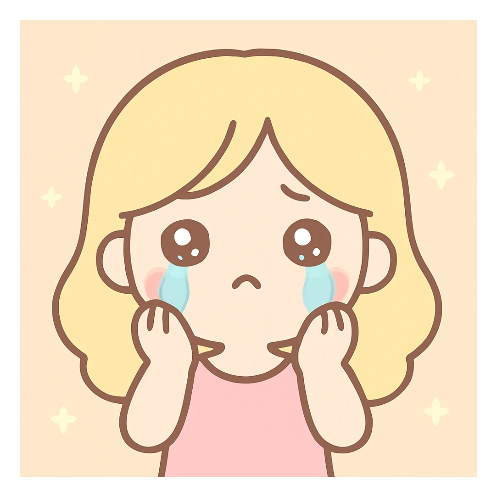 blonde woman crying, anime kawaii style sticker