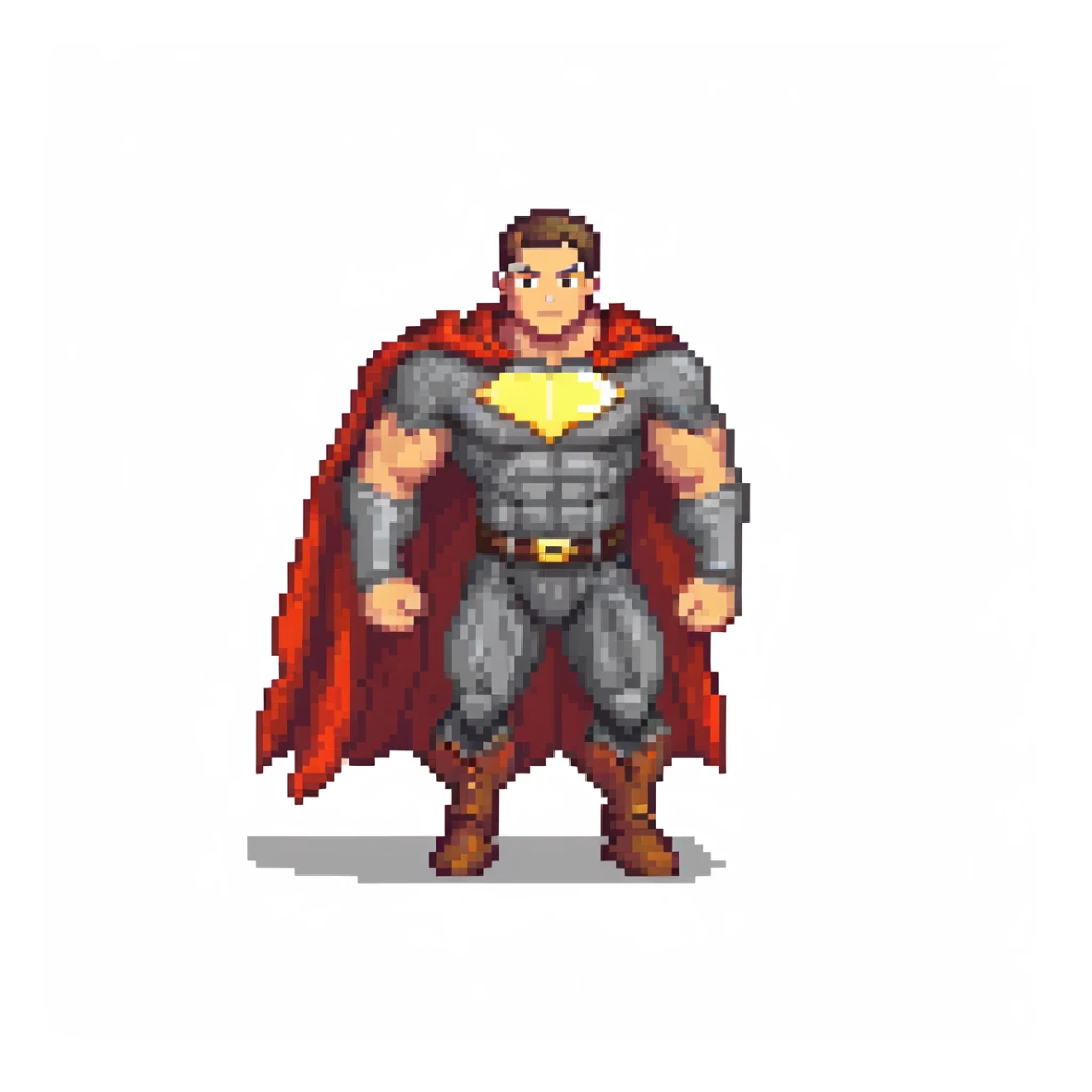 round superhuman icon with super strength, muscular hero with cape sticker