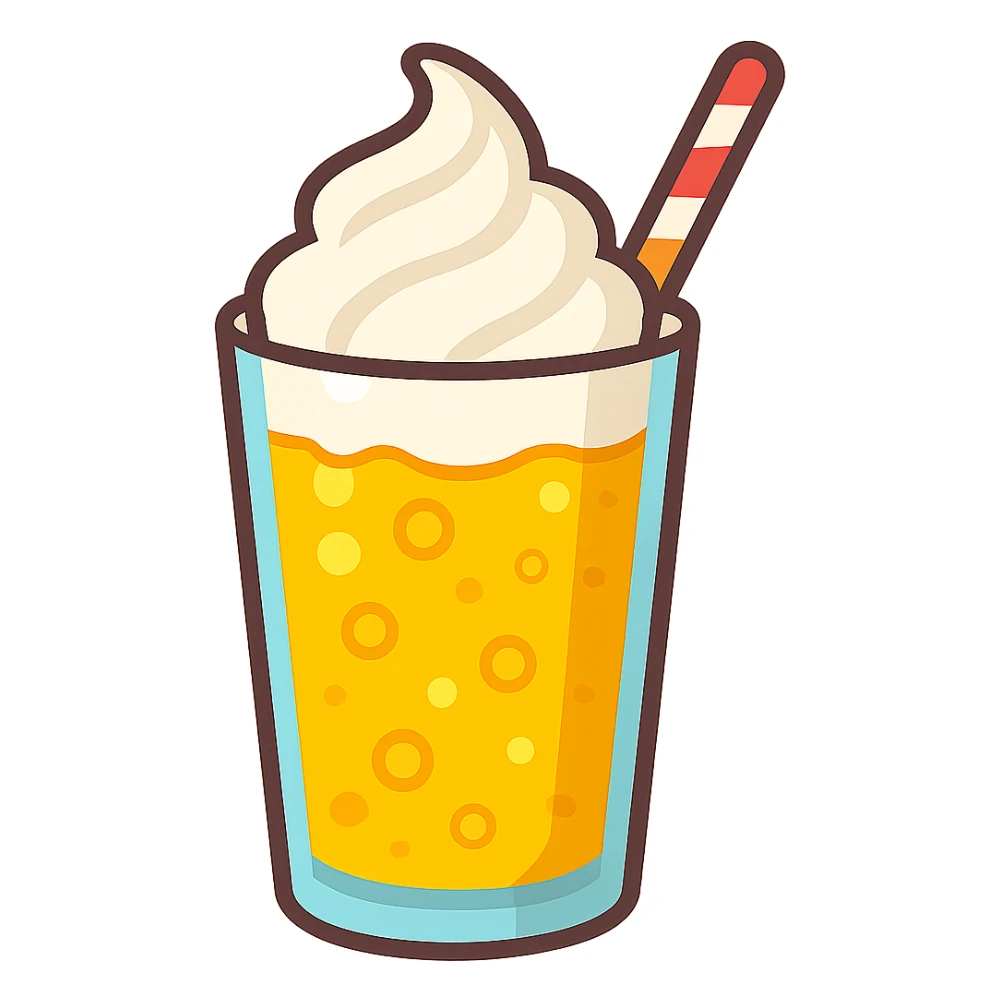 flat toon style cream soda, bright colors sticker