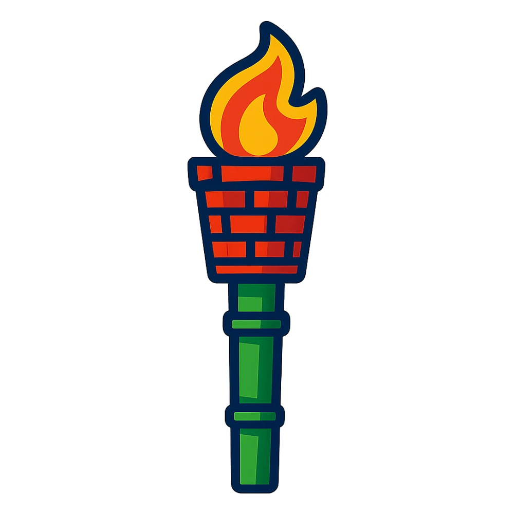 vibrant toon style bamboo torch sticker