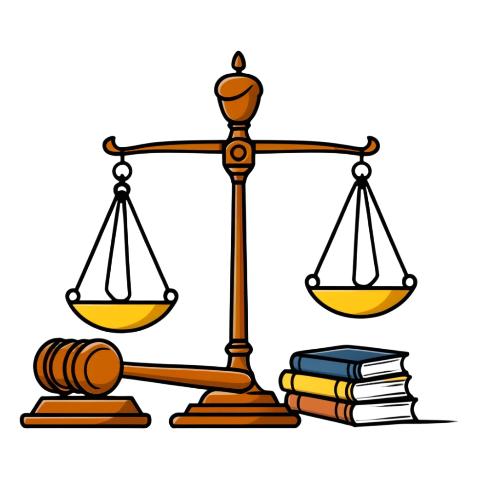 Gavel with law book and scales sticker