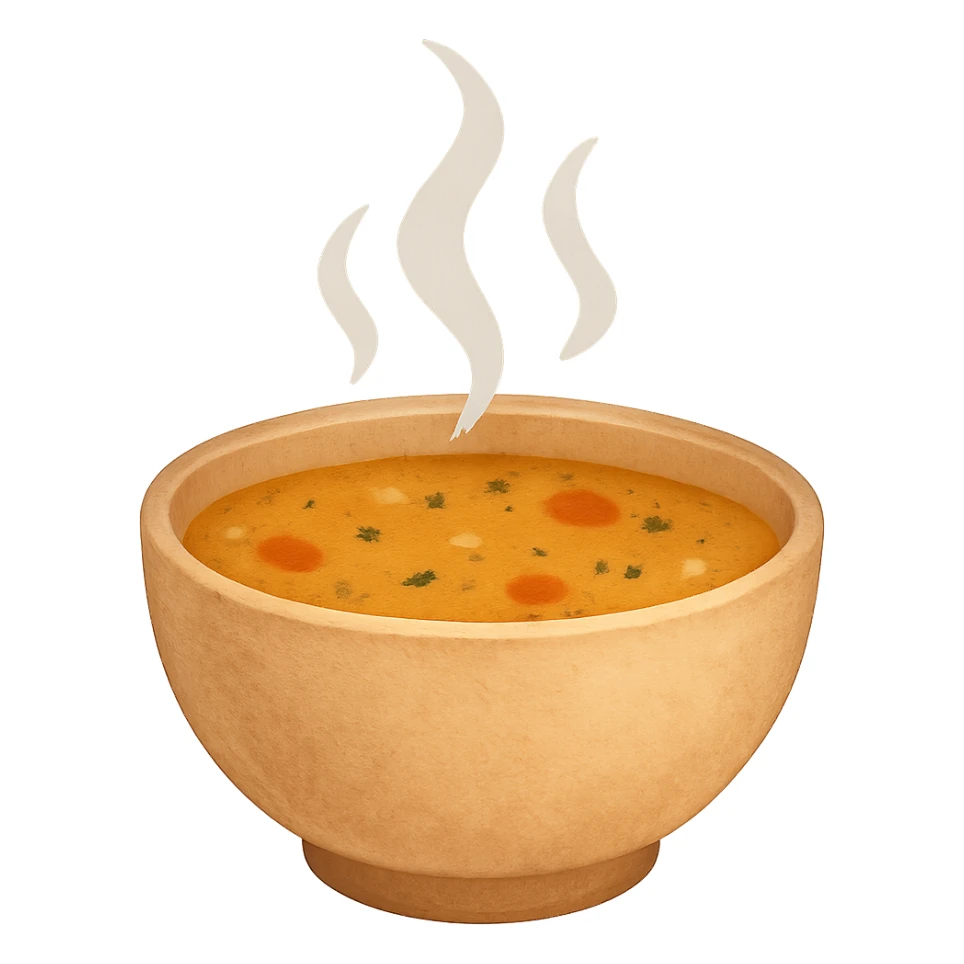 cozy bowl of soup with steam, comforting sticker